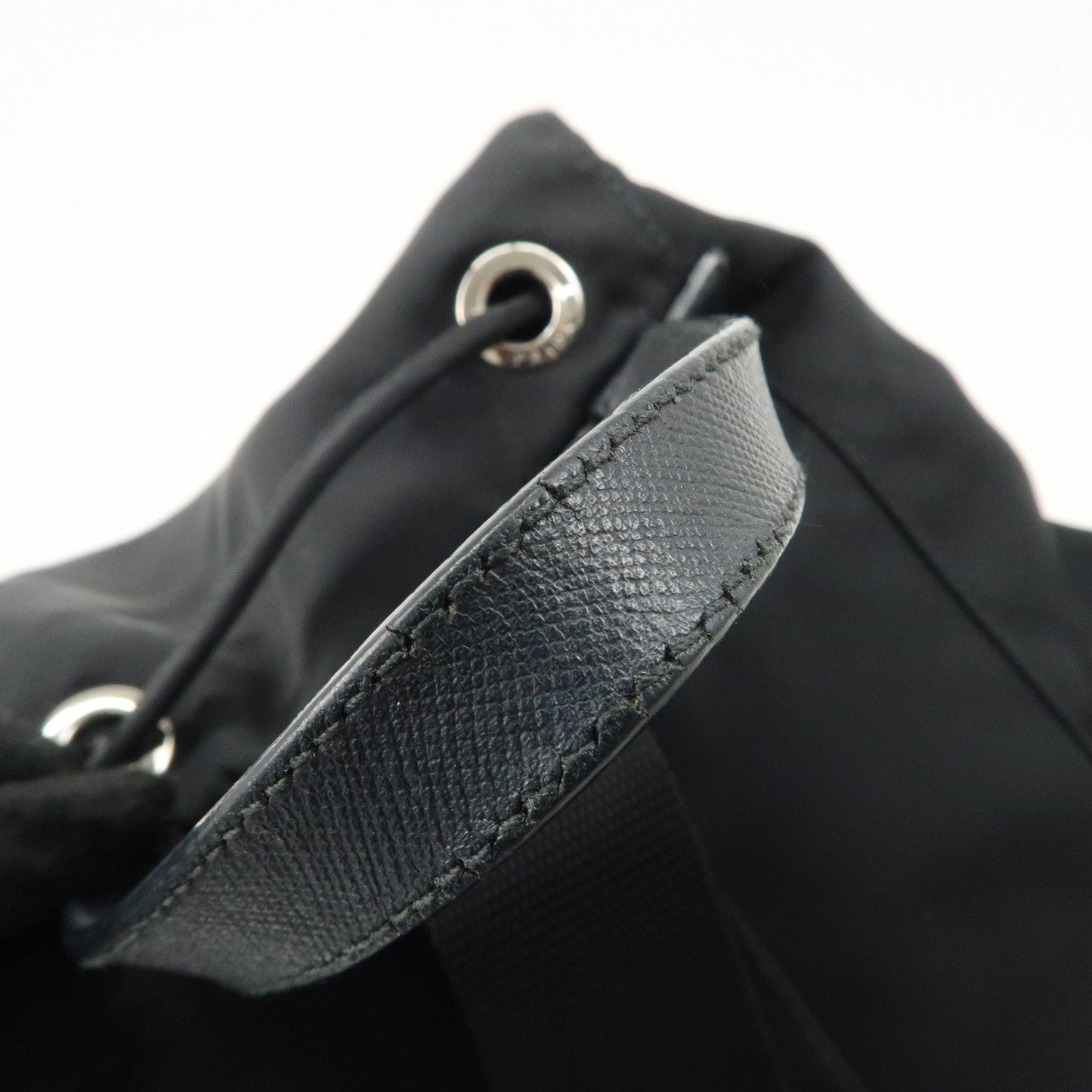 PRADA Triangle Logo Nylon Leather Backpack Ruck Sack Black  d