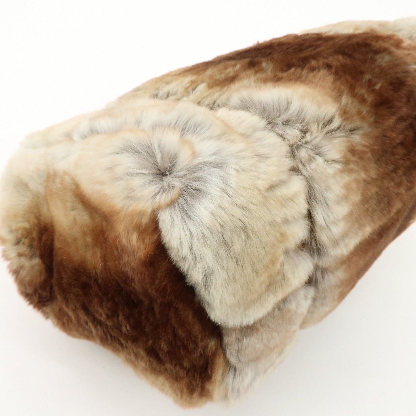 FENDI Seleria Leather Fur Mini Linda Hand Bag Brown White 8BR486  d