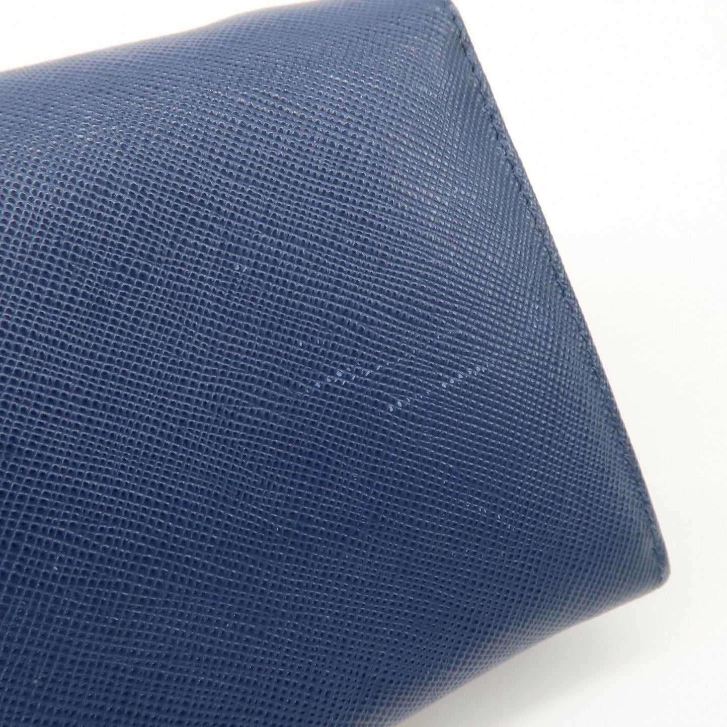 PRADA Logo Leather Chain Wallet WOC Blue Gold Hardware 1MT290  d