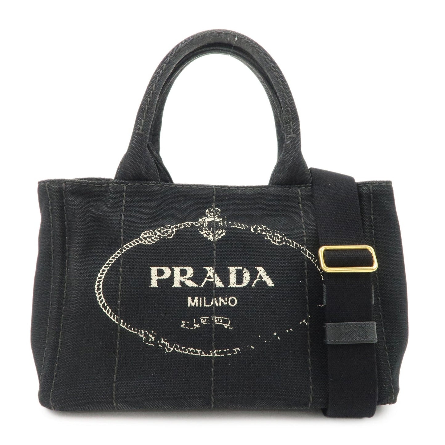PRADA Logo Canapa Denim 2 Way Tote Bag Hand Bag Black B2642B  d