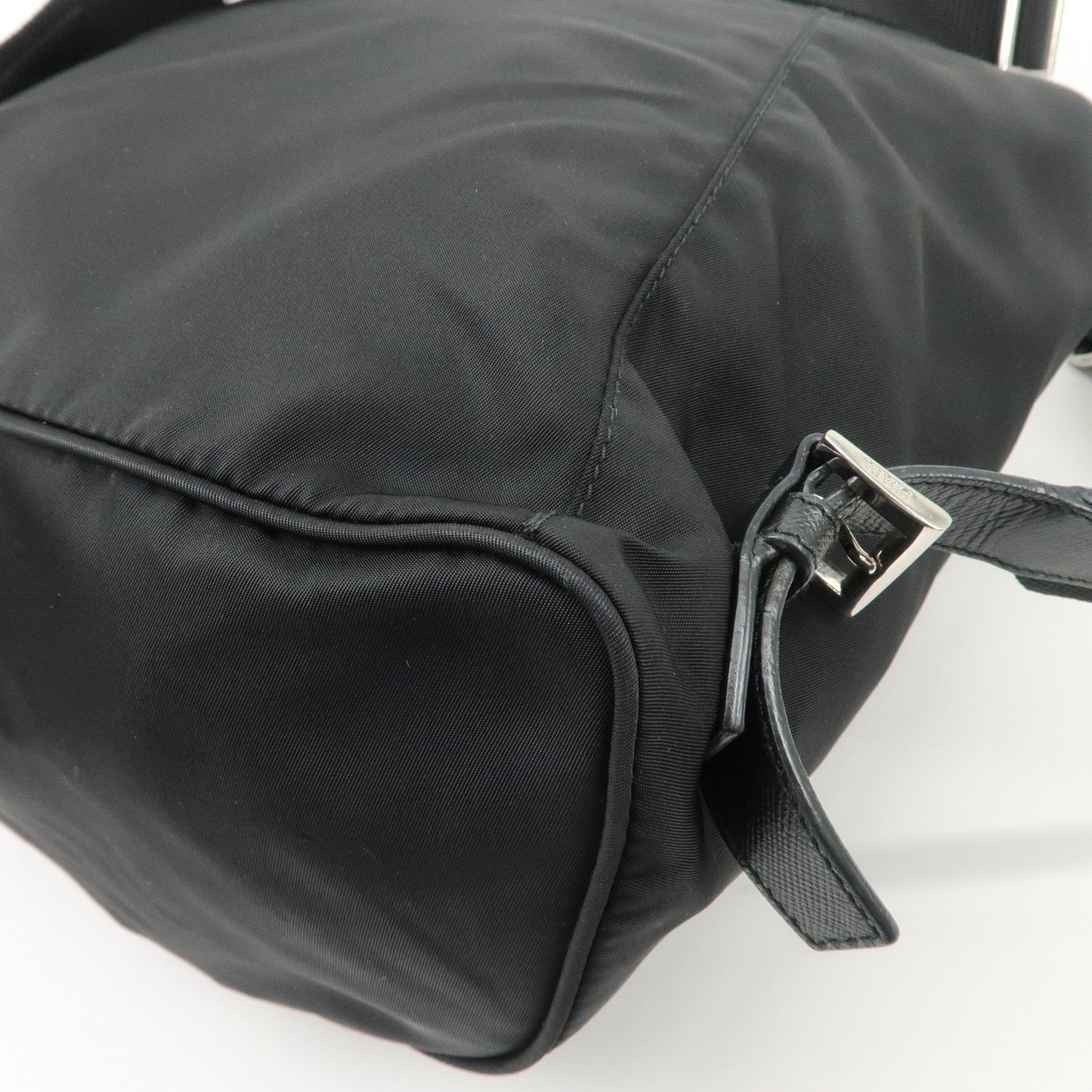 PRADA Triangle Logo Nylon Leather Backpack Ruck Sack Black  d