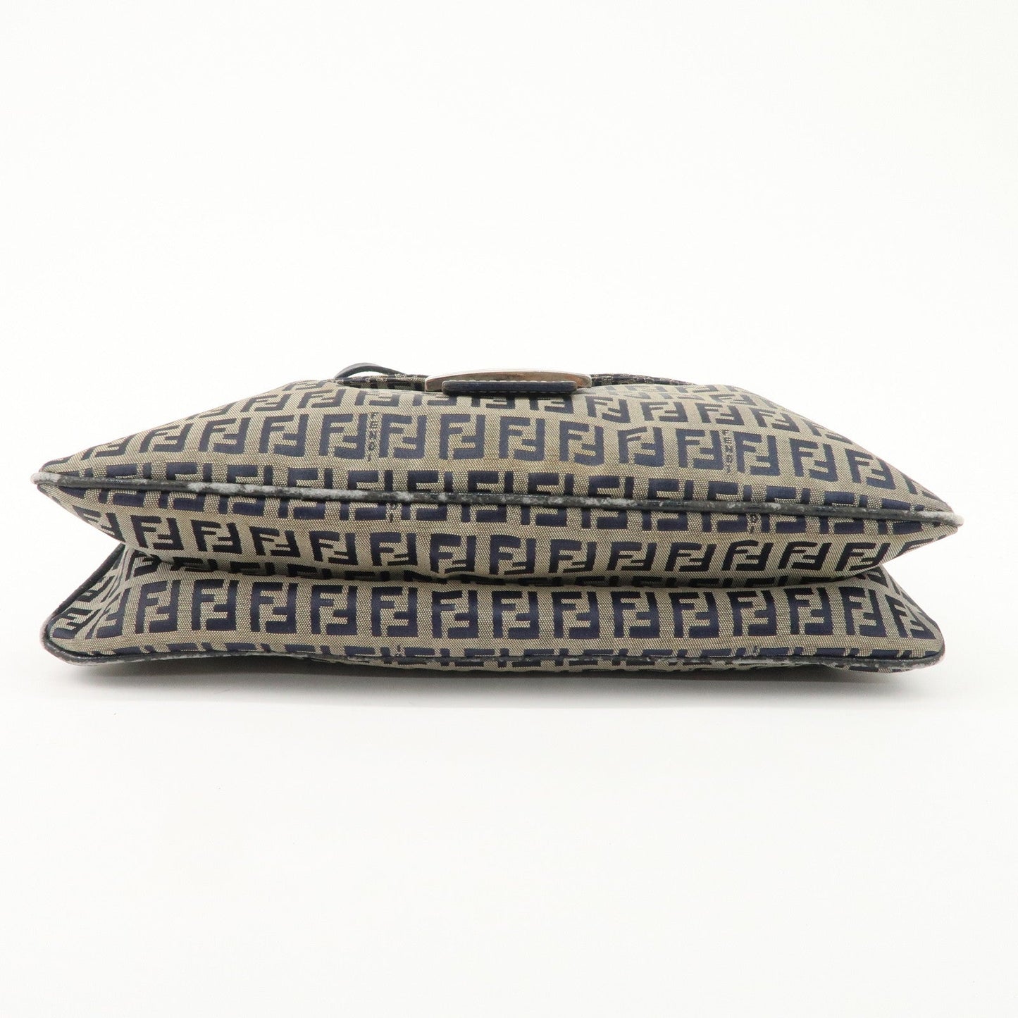 FENDI Zucchino Canvas Leather Shoulder Bag Hand Bag Grey Navy 26796  d