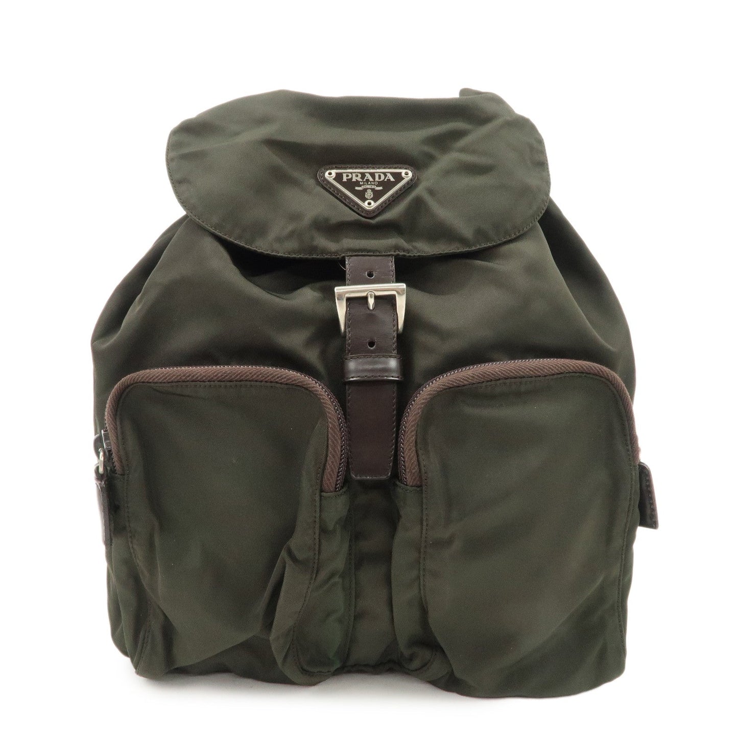 PRADA  Triangle Logo Leather Nylon BackPack B5885F  d
