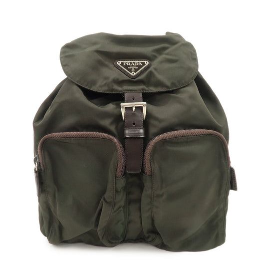 PRADA  Triangle Logo Leather Nylon BackPack B5885F  d