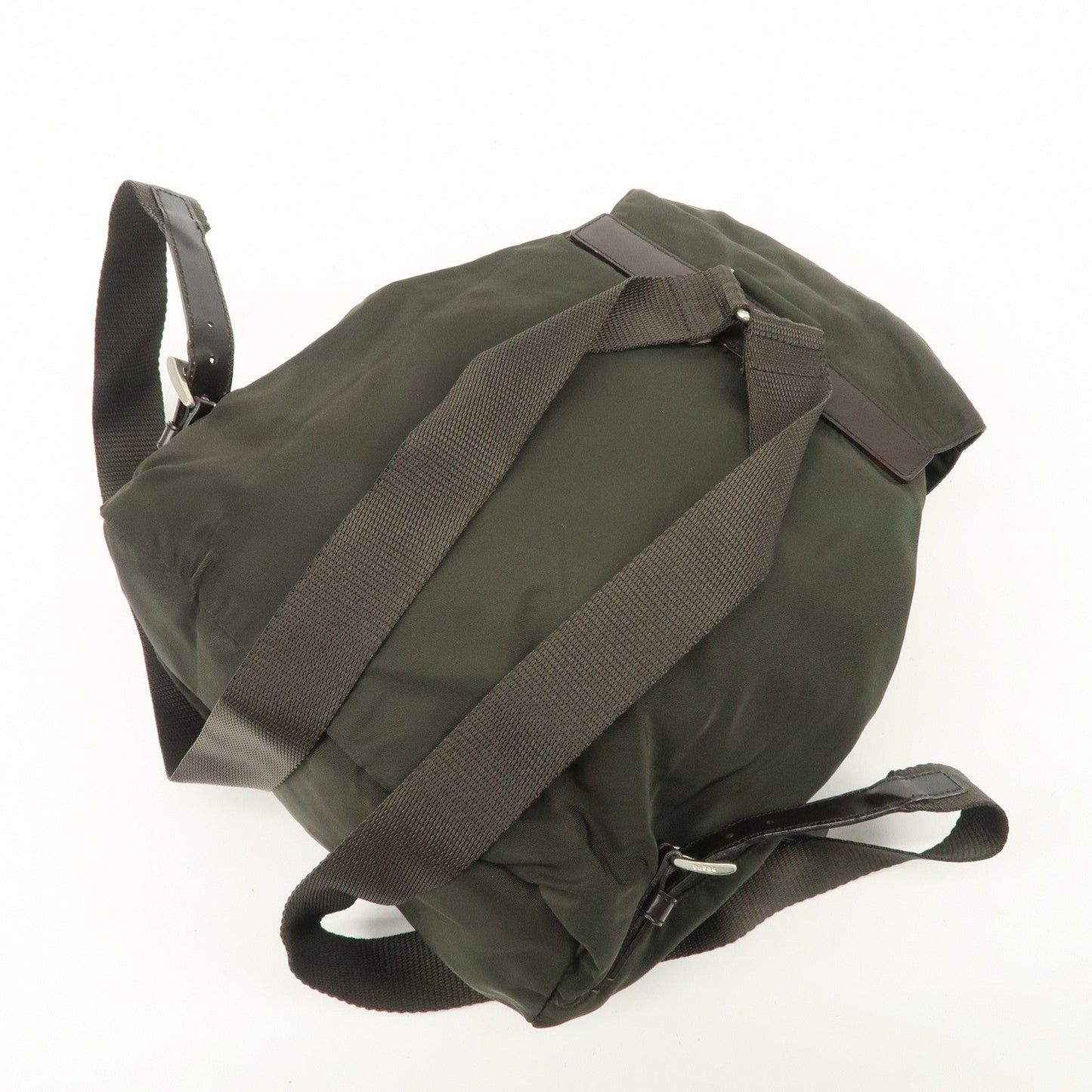 PRADA  Triangle Logo Leather Nylon BackPack B5885F  d