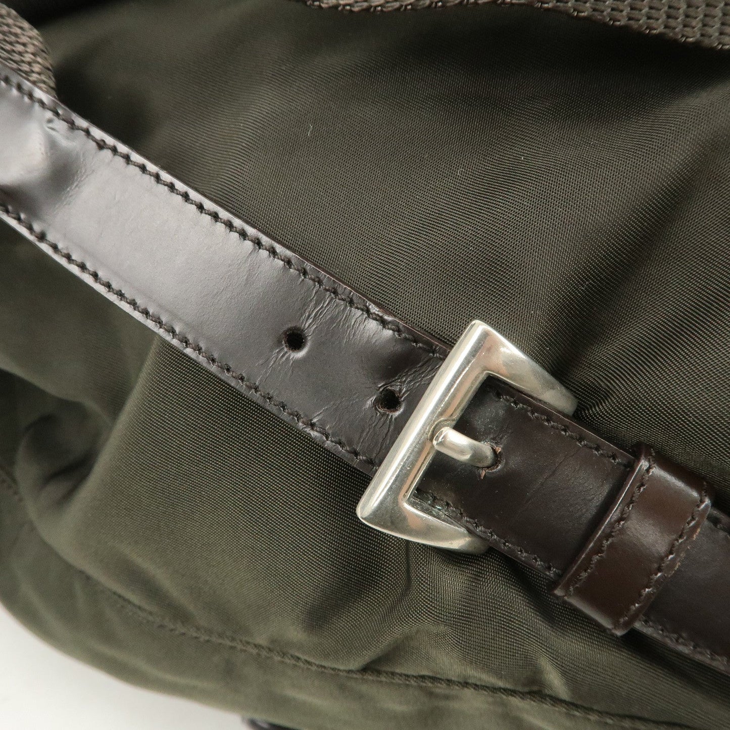 PRADA  Triangle Logo Leather Nylon BackPack B5885F  d
