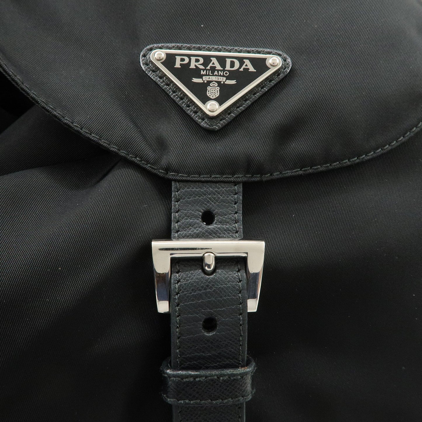 PRADA Triangle Logo Nylon Leather Backpack Ruck Sack Black  d