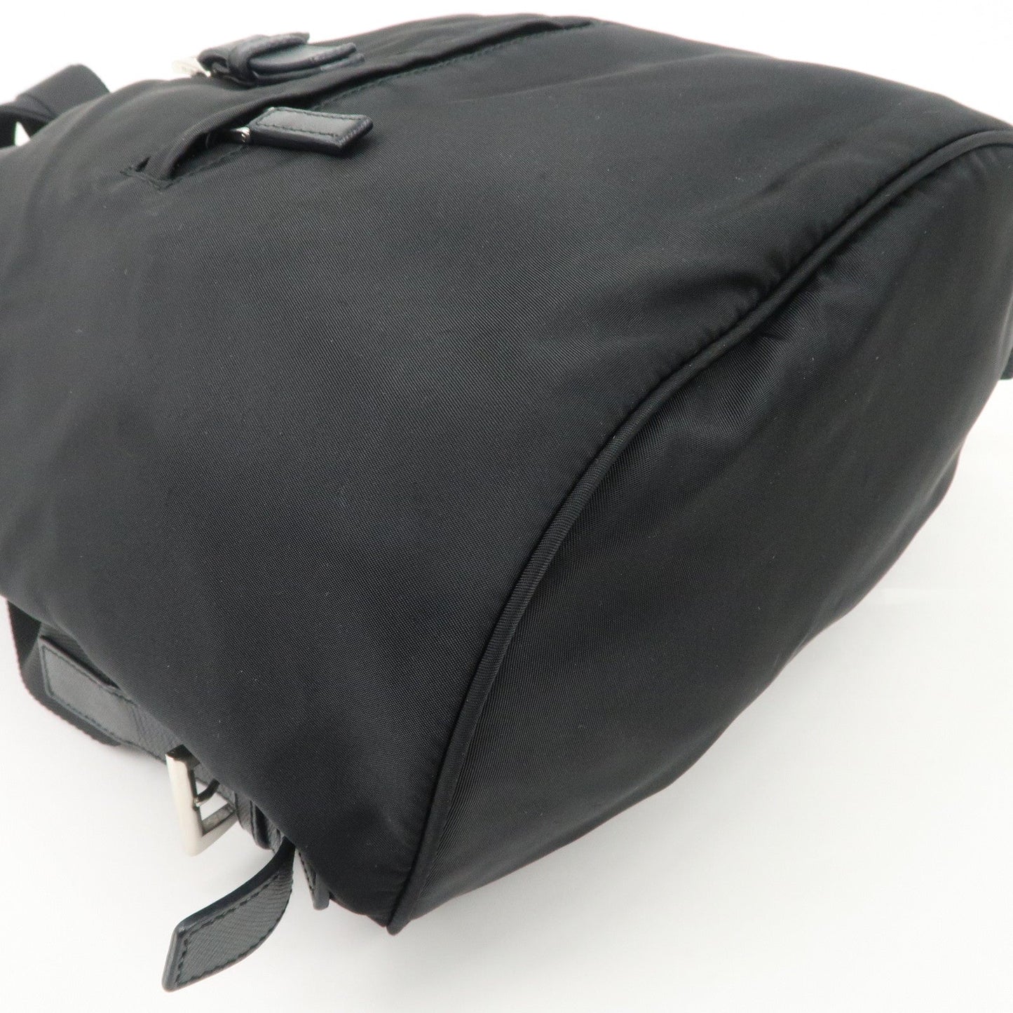 PRADA Triangle Logo Nylon Leather Backpack Ruck Sack Black  d