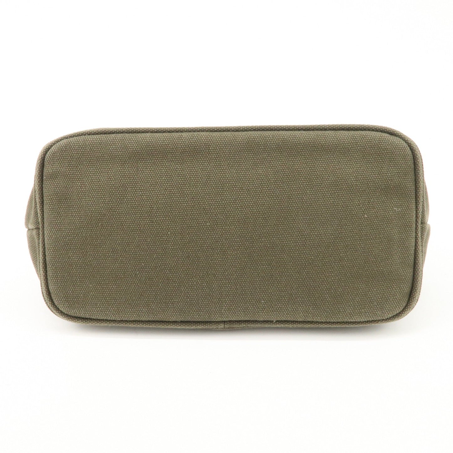 PRADA Triangle Logo Canvas Leather Cosmetic Pouch Khaki 1N1857  d
