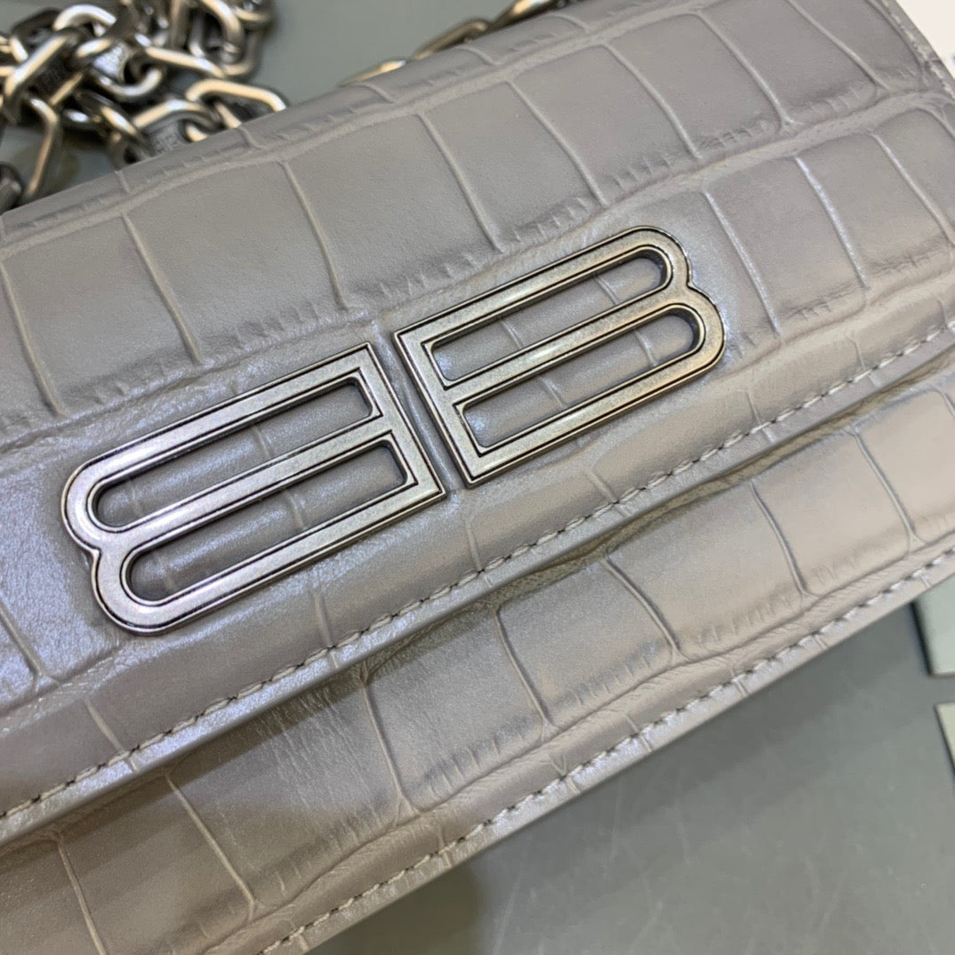 Top Quality Gossip Small On Chain Shoulder Bag Gray, For Women,  Bags 7.4in/19cm