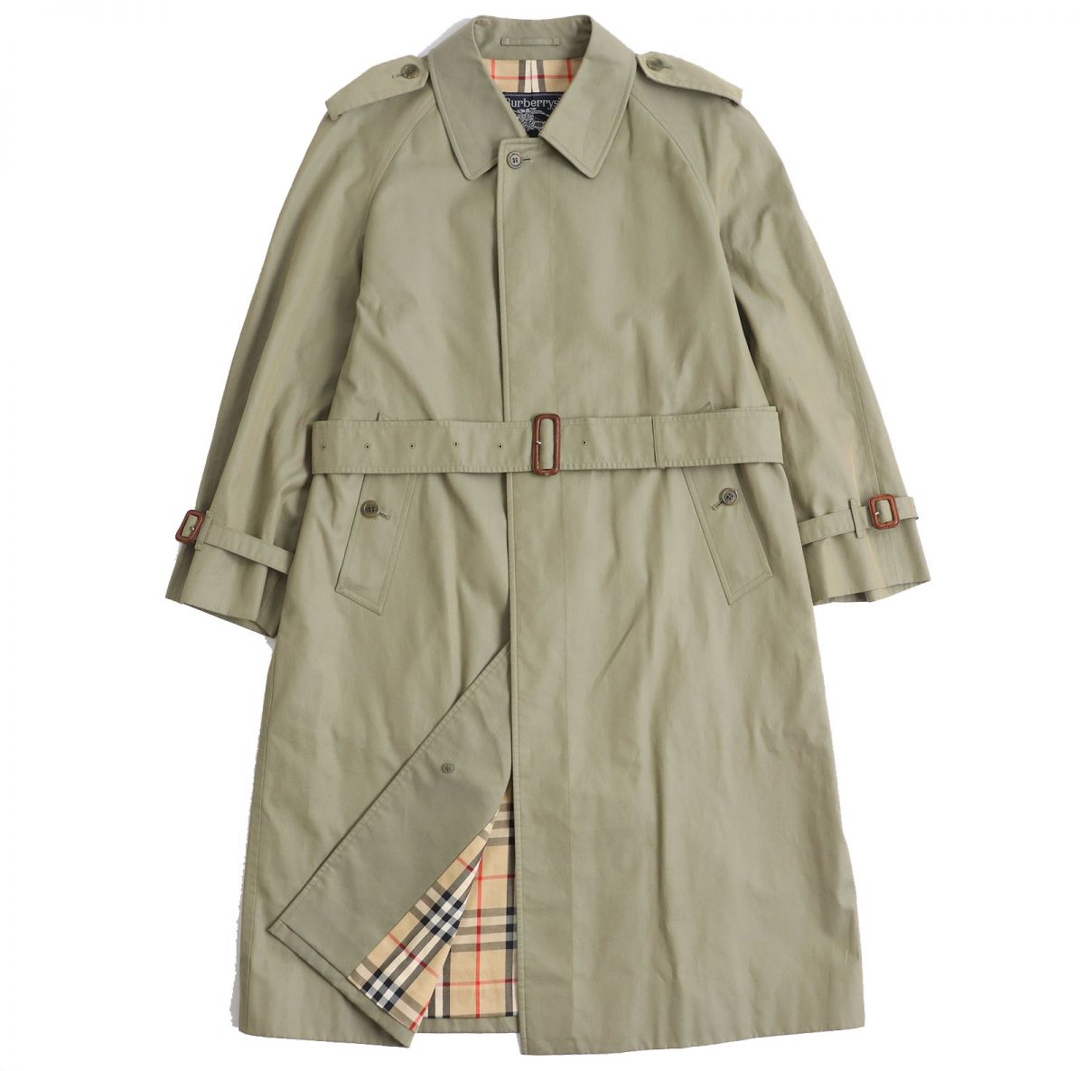 Burberry   Belted Balmacaan Coat Khaki