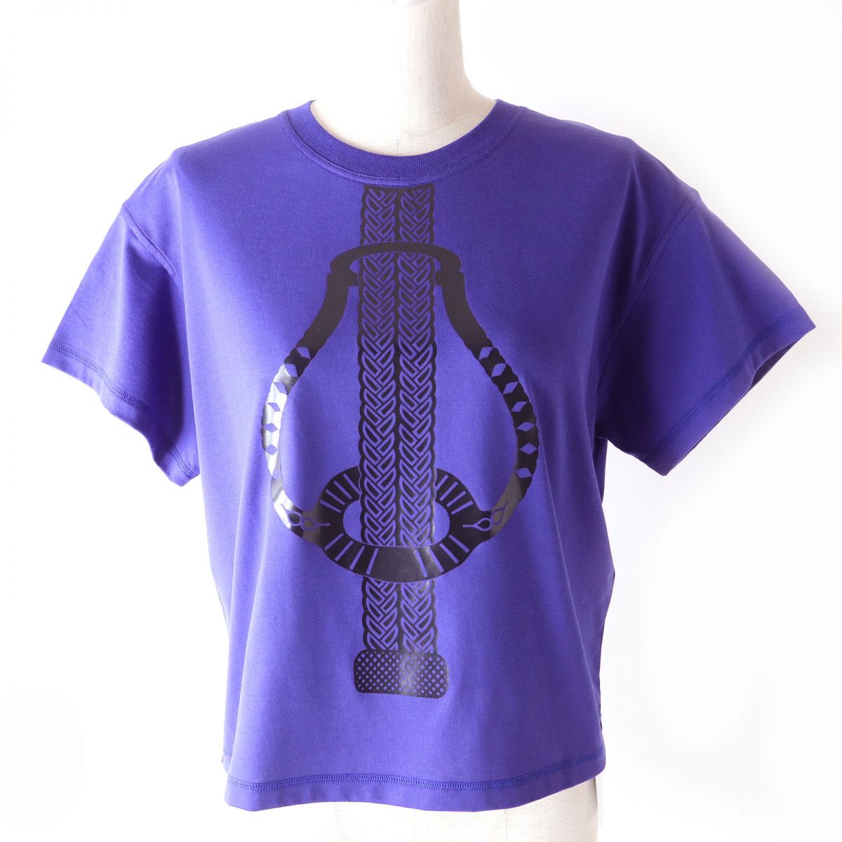 HERMES Short sleeve T-shirt Main: 100% cotton Purple Blue type Women 36  d
