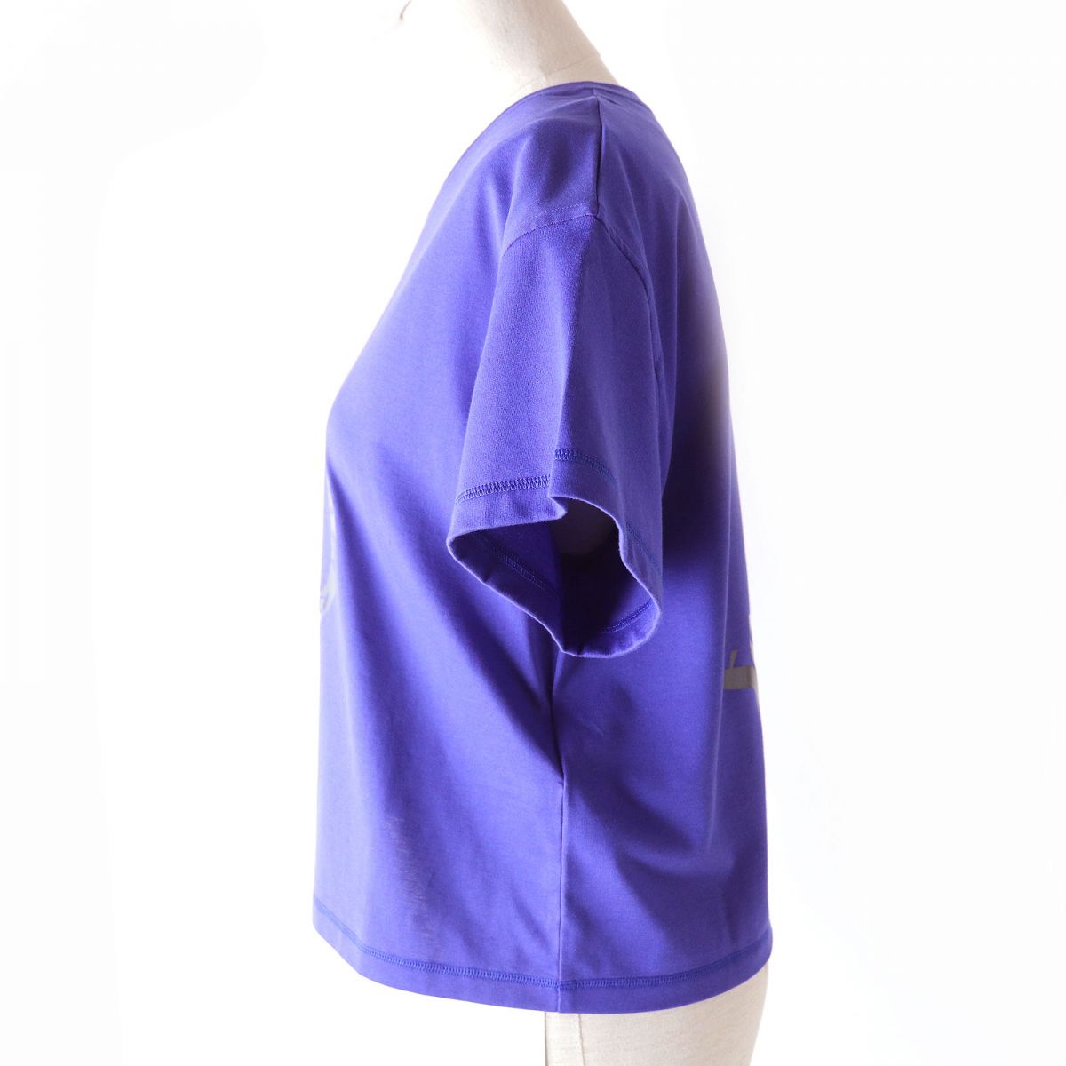 HERMES Short sleeve T-shirt Main: 100% cotton Purple Blue type Women 36  d