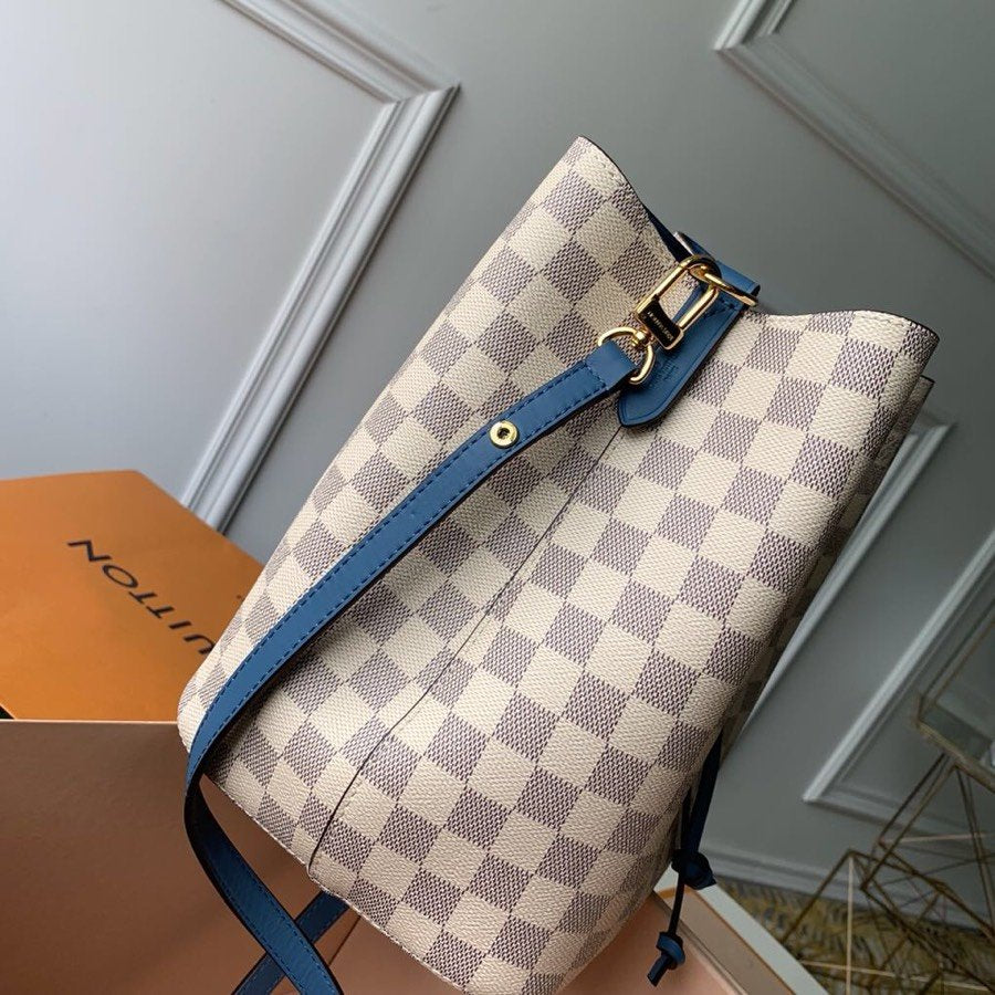 Top Quality NeoNoe MM Bucket Bag Damier Azur Canvas Bleuet Blue For Women,  Shoulder And Crossbody Bags 10.2in/26cm Top Quality N40153