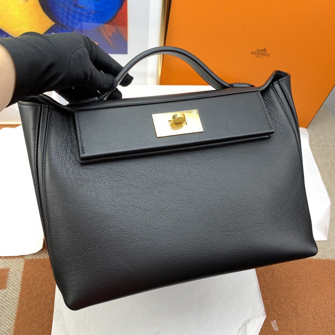 Top Quality 24/24 Clemence Swift Black For Women, Handbags, Shoulder Bags 11.4in/29cm