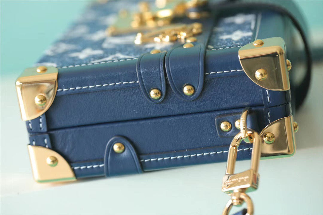 Top Quality Petite Malle Jacquard Since 1854 Blue For Women, Womens Handbags, Shoulder Bags And Crossbody Bags 7.5in/19cm Top Quality 