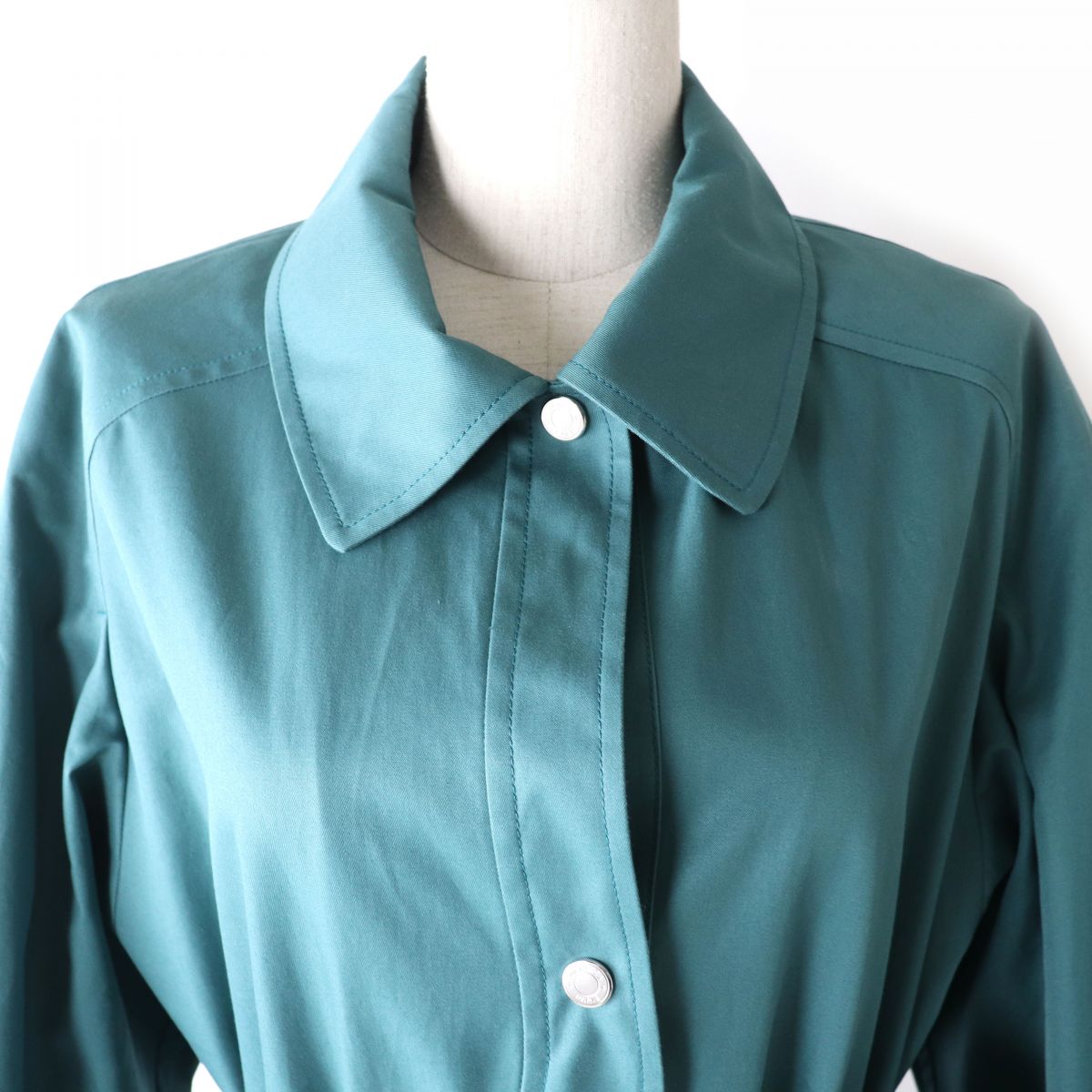 HERMES trench coat Main: 100% cotton, Lining: 64% cotton, Lining: 33% rayon, Lining: 3% polyurethane, Part: 100% cotton Green type Women 42  d