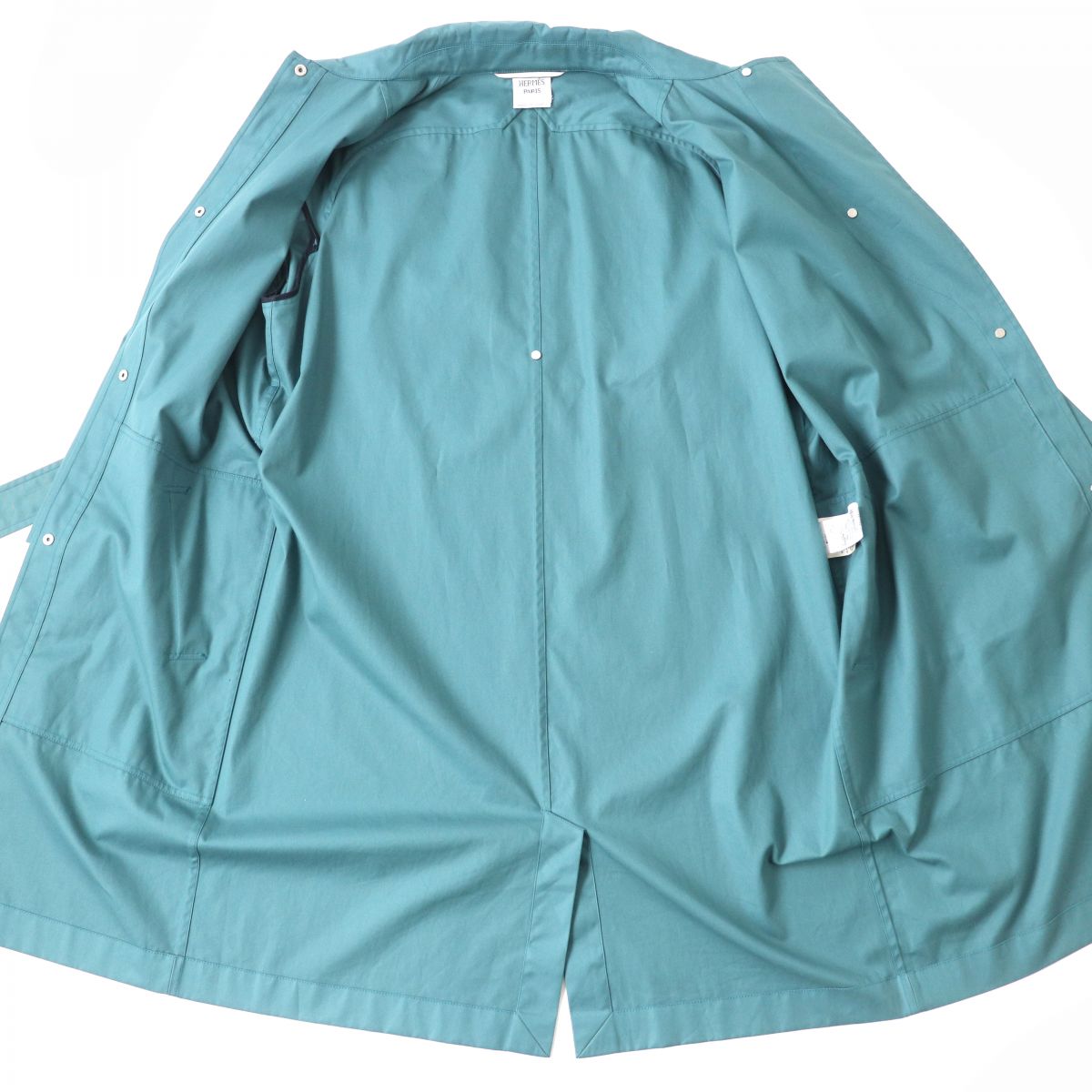 HERMES trench coat Main: 100% cotton, Lining: 64% cotton, Lining: 33% rayon, Lining: 3% polyurethane, Part: 100% cotton Green type Women 42  d