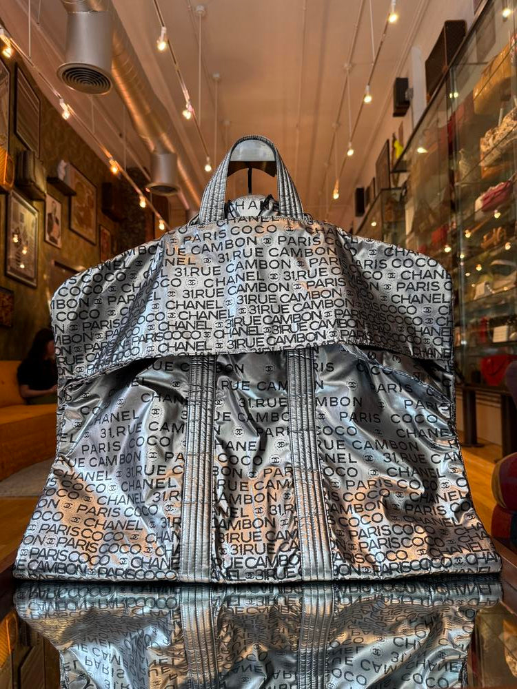 Chanel Y2K Rue Cambon Garment Bag Cover Silver