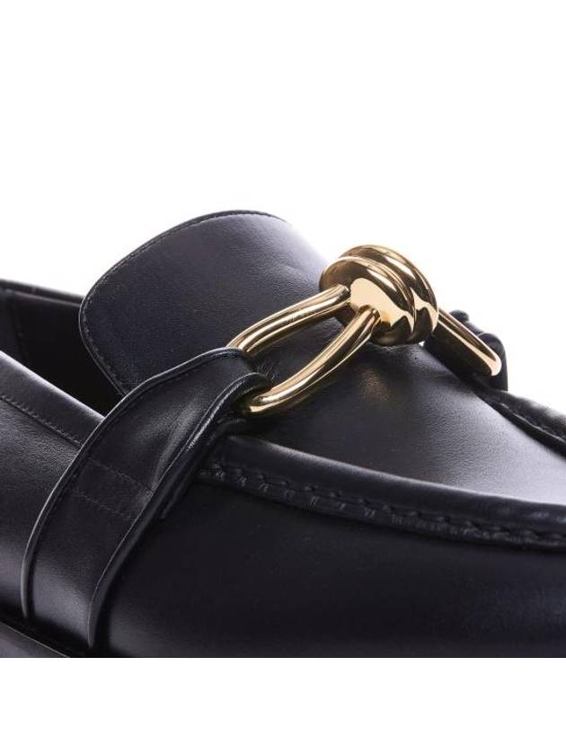 Luxury Bottega Veneta Astaire Signature Metallic Knot Detail Leather Loafers Black