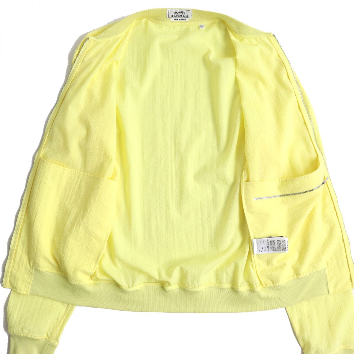 HERMES Blouson Main: 100% cotton, part: 95% cotton, part: 5% polyurethane yellow mens 37  d