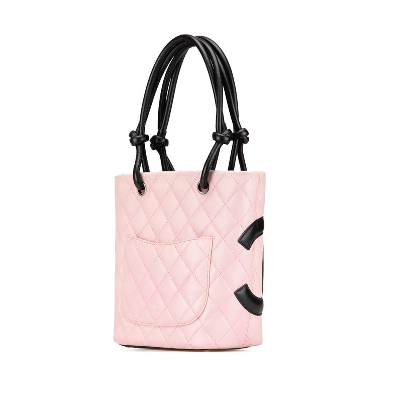 Chanel Cambon Line Leather Handbag Pink Black