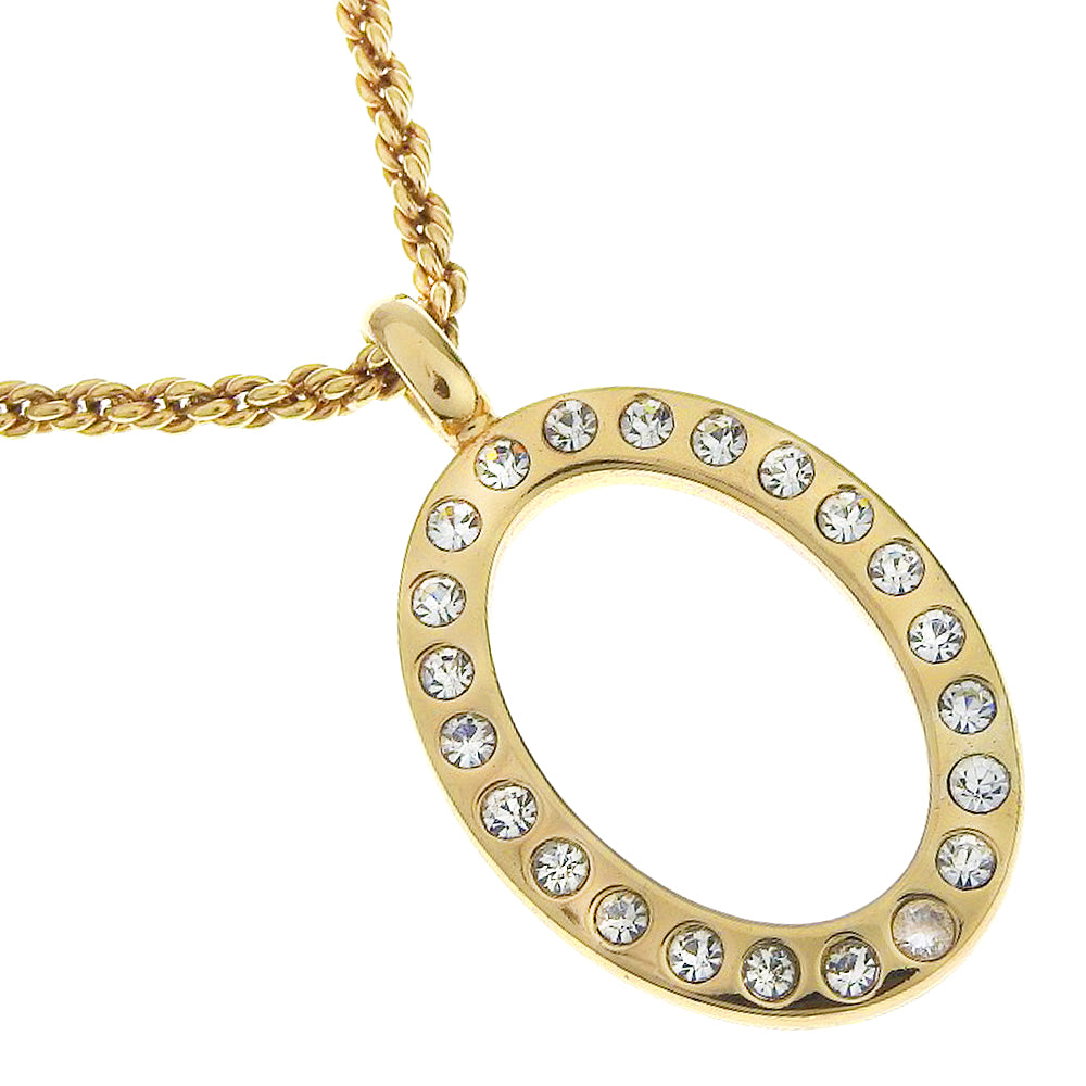 Christian Dior Necklace Plated Gold, Rhinestones gold Circle   Women