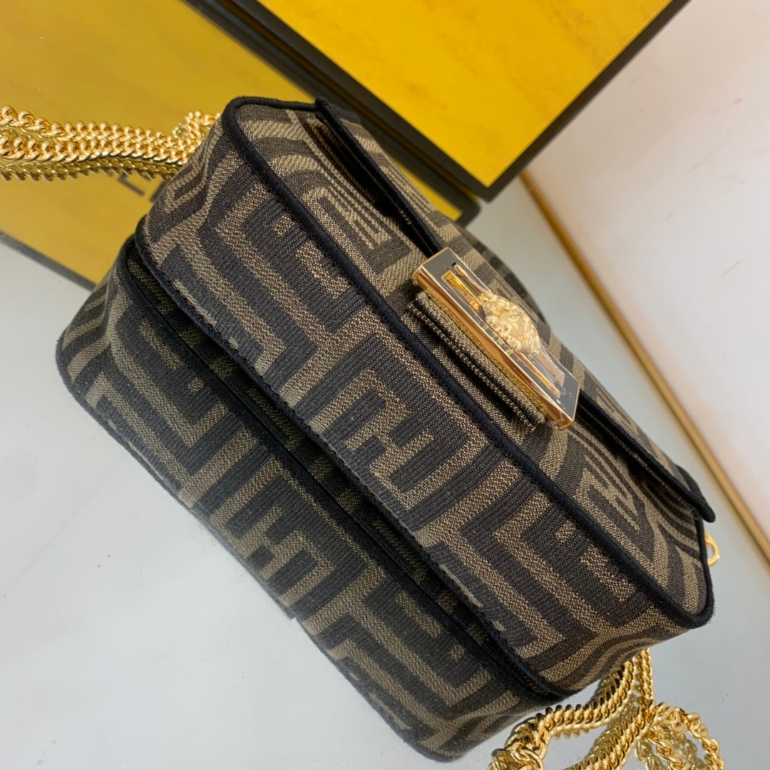 Top QualityTop Quality Baguette Brown fabric Brown Small Bag For Woman 18.5cm/7in