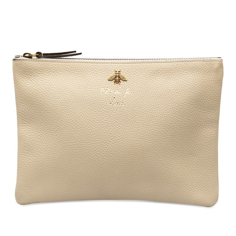 Gucci Animal Bee Clutch Bag 460187 Ivory Leather  Gucci