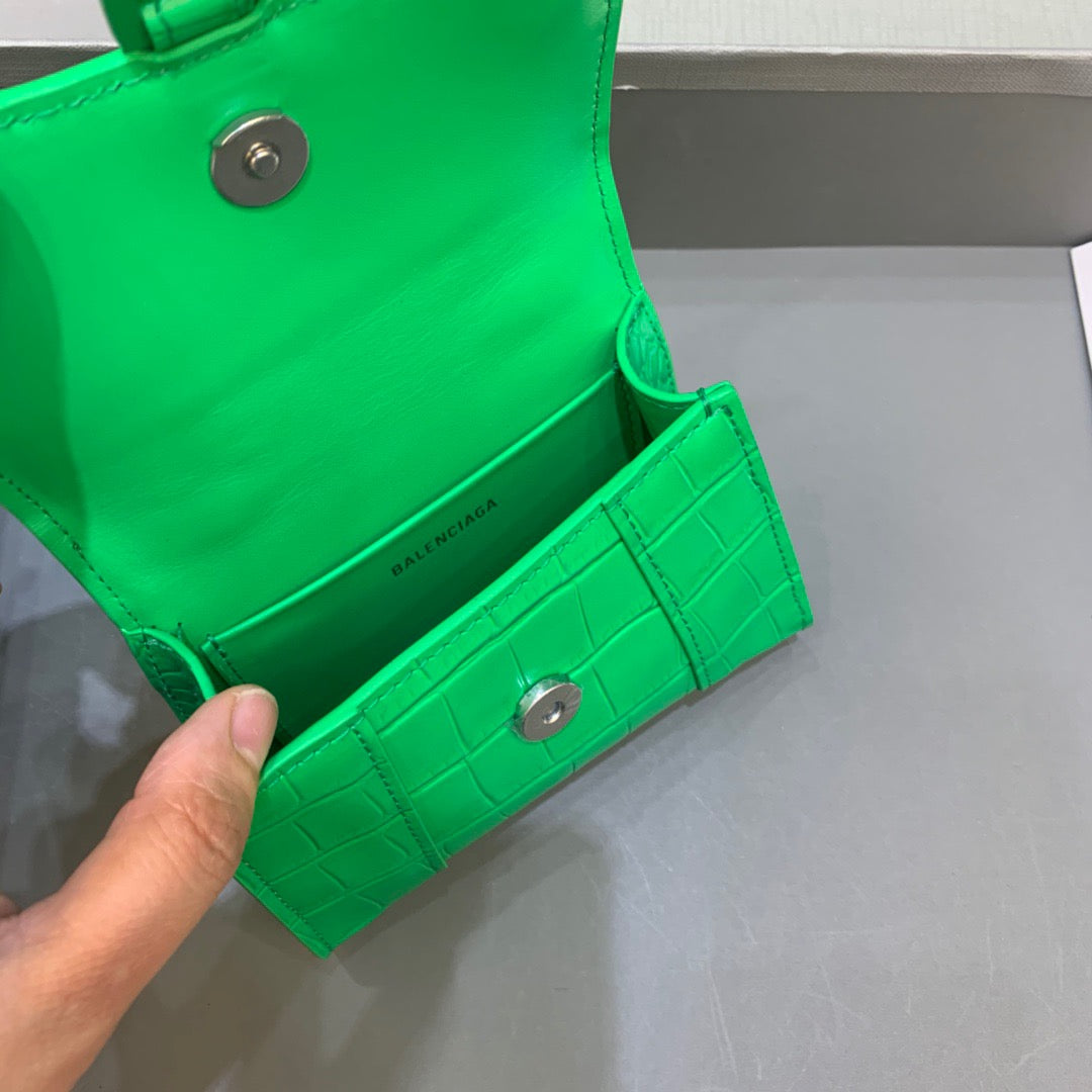 Top Quality Hourglass Mini Handbag With Chain In Green, For Women,  Bags 4.7in/12cm