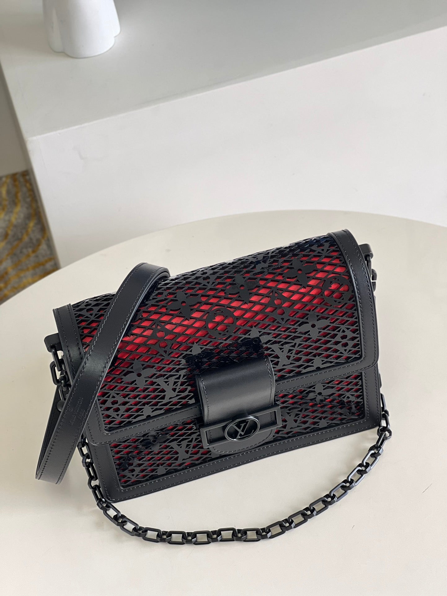 Top Quality Limited Dauphine MM Bags By Nicolas Ghesquière With Monogram Lace Black For Women 25cm Top Quality