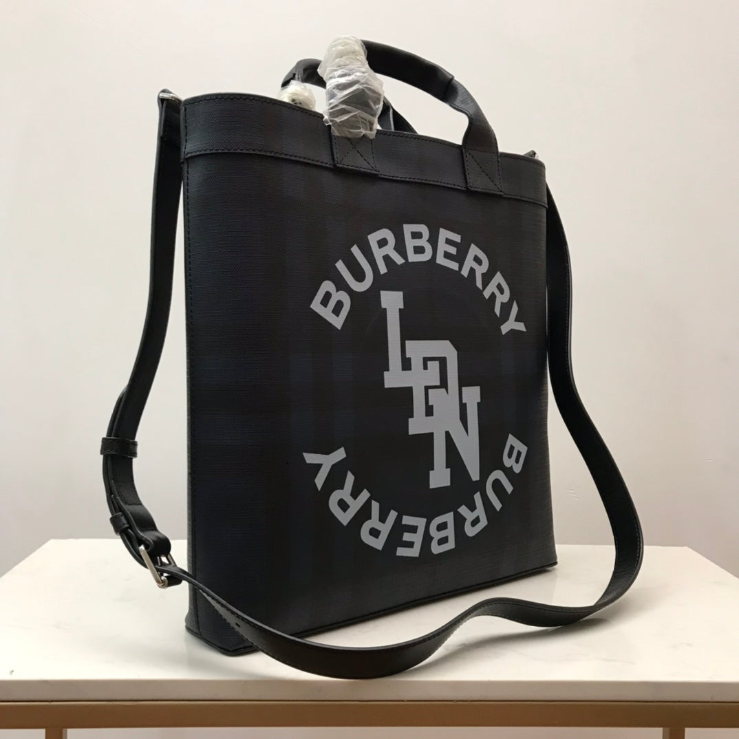 Top Quality Logo Graphic Convertible Tote London Check Canvas Large For Men, Bags 15in/38cm