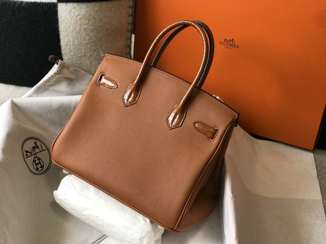 Top Quality Birkin Brown For Women Gold Toned Hardware 11.8in/30cm