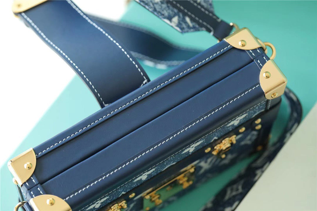Top Quality Petite Malle Jacquard Since 1854 Blue For Women, Womens Handbags, Shoulder Bags And Crossbody Bags 7.5in/19cm Top Quality 