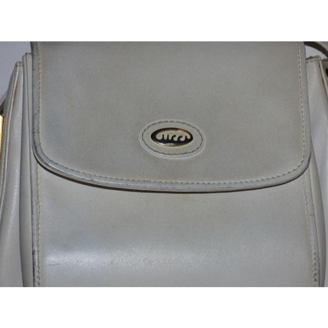 Gucci   White With Bold Gold Accents Leather Shoulder Bag