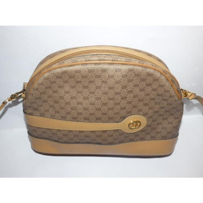 Gucci   Shades Of Brown Leather Coated Canvas Cross Body Bag
