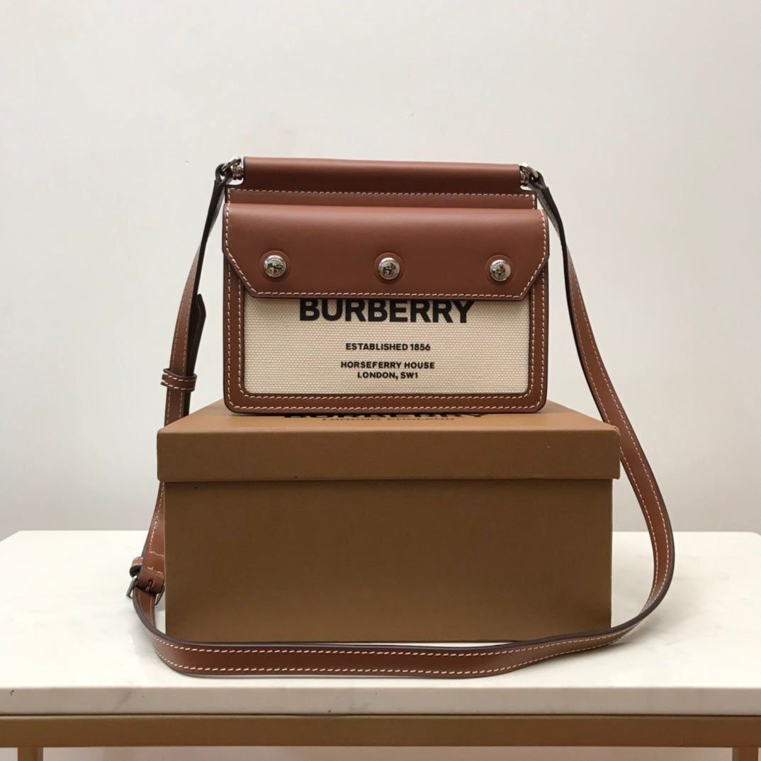Top Quality Mini Horseferry Print Title Bag With Pocket Detail Malt Brown For Women, Bags 7.5in/19cm 80146111