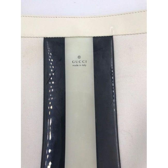 Gucci   White Canvas White Patent Leather Tote