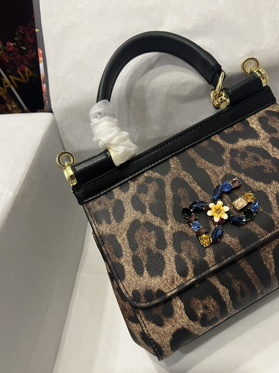 Top Quality Sicily Bag In Leopard-Print Pony Hair Multicolour For Women 7.9in/20cm Top Quality