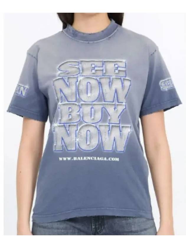 Luxury Balenciaga Trending 2025 See Now Buy Now Short Sleeve T-Shirt Blue