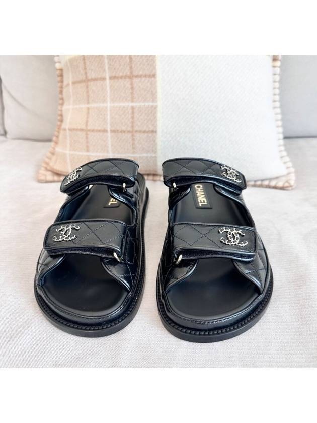 CC Logo Velcro Sandals Black Chanel