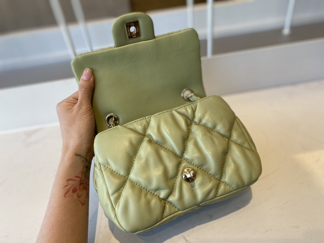 CHLSmall Flap Bag Gold Hardware Green For Women, Women’s Handbags, Shoulder Bags 7.5in/19cm AS2232