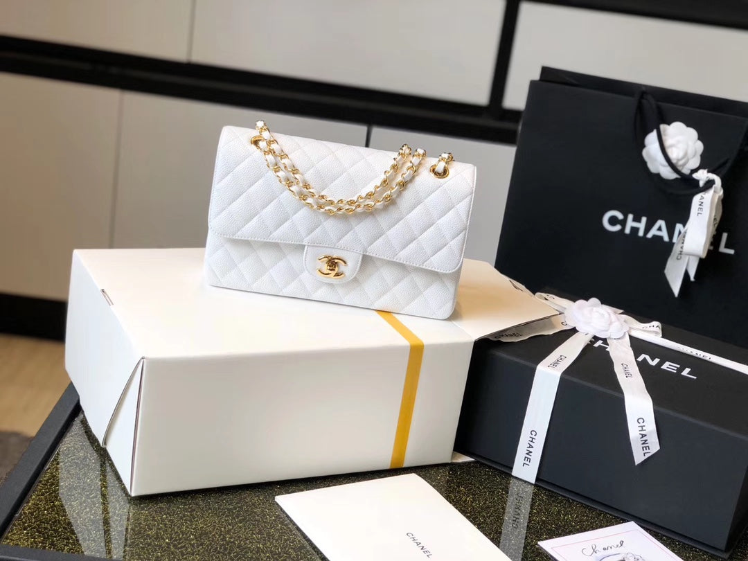 CHL Classic MeTop Qualityum Top Qualityapbag Golden Hardware White 10in/25.5cm