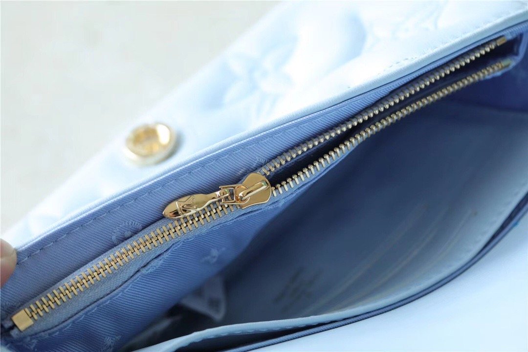 Top Quality Wallet On Strap Bubblegram Monogram In Wallets and Small Leather Goods For Women Bleu Glacier Blue 7.9in/20cm Top Quality M81399