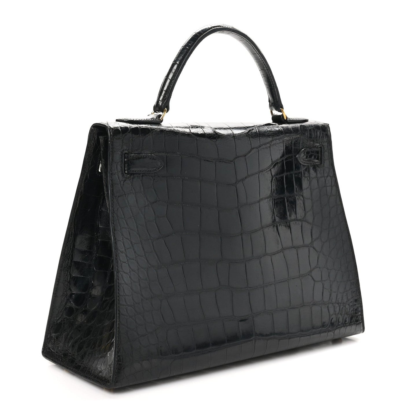 Hermes Shiny Alligator Kelly Sellier 32 Black