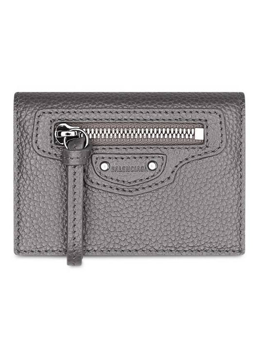 Luxury Balenciaga Trending 2025 Neo Classic Logo Tri-Fold Half Wallet Grey
