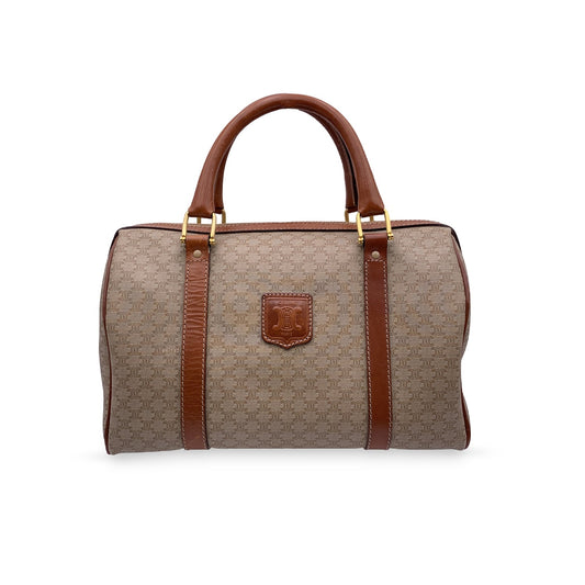 Luxury CELINE   Beige Macadam Canvas Duffel Duffle Boston Bag