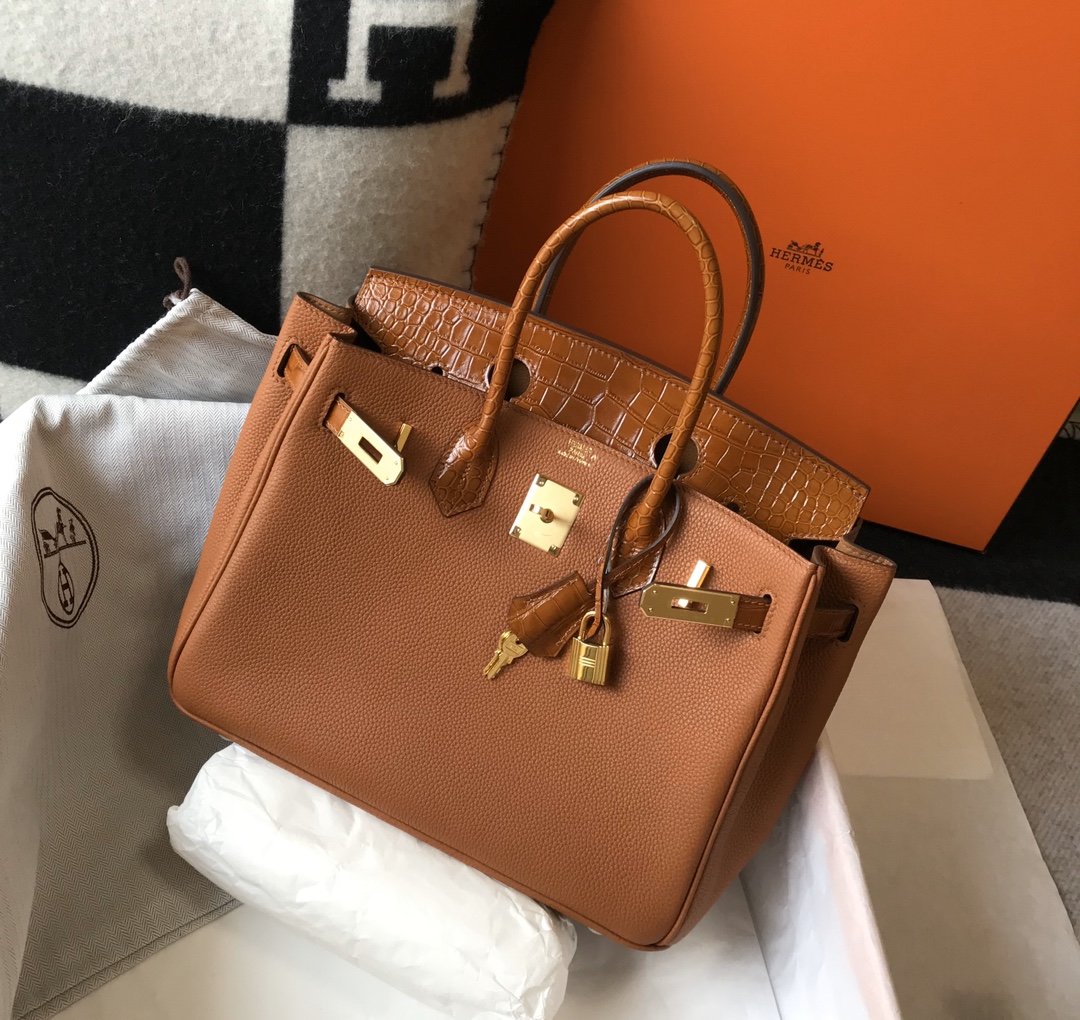 Top Quality Birkin Brown For Women Gold Toned Hardware 11.8in/30cm