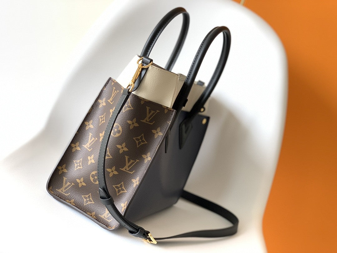 Top Quality On My Side MM Tote Bag Monogram Canvas Navy Blue For Women,  Shoulder Bags 12in/31cm Top Quality M55933