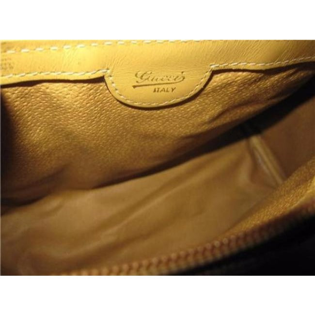 Gucci   Camel Leather And Small G Logo Print On Ivory Coated Canvas